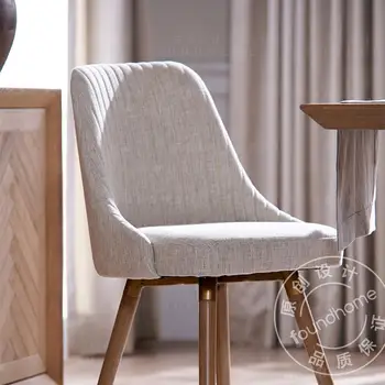 Katı ahşap Kumaş Yemek Sandalyesi Basit İskandinav Tarzı Yetişkin Ev Arkalığı Sandalye Tek Rahat Sandalye