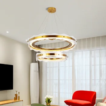 Kolye LightsLED kolye lamba İskandinav lüks Modern Kristal Yüzük Oturma Odası Yemek Odası için Yuvarlak mutfak dekoru Kapalı