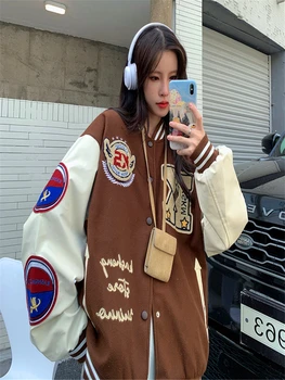 Koreli kadın Ceketleri 2023 Yeni Mektup Akın Beyzbol Forması Harajuku Bahar Streetwear Hip Hop Eğlence Baskı Gevşek Ceket