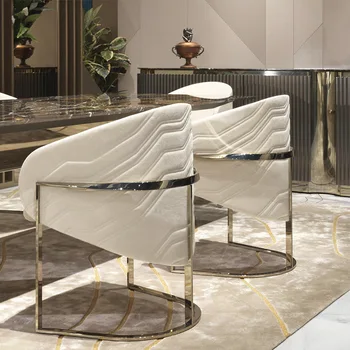 Kraliçe Kanepe yemek sandalyeleri Oturma Odası Lüks Düğün Metal Beyaz Deri İtalyan Tasarımcı Salon Koltuk İskandinav Sillon Mobilya