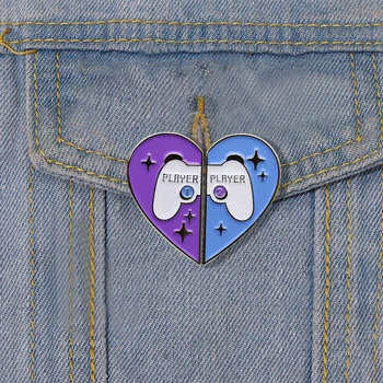 Kırık Kalp Emaye Pimleri OYUNCU Oyun Kolu Broş Metal Rozet Denim Sırt Çantası Yaka Takı Hediye Oyun Severler için