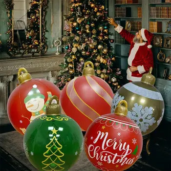 Light Up şişme yılbaşı topu uzaktan kumandalı led ışık Yılbaşı Ağacı Süsleri top Süsler şişme oyuncak Noel