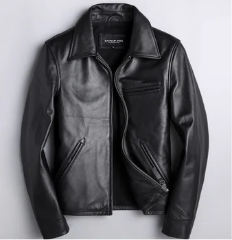 lüks 2023 yeni yüksek marka gerçek Klasik motorcu ceketi.siyah kaliteli inek derisi giysiler.ince rahat hakiki deri giysiler