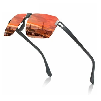 Lüks erkek Polarize Güneş Gözlüğü Sürüş güneş gözlüğü Erkekler Kadınlar Marka Tasarımcısı Erkek Vintage çerçevesiz Metal Güneş Gözlüğü UV400