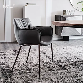 Lüks Yemek Modern Sandalye kol kapağı Salonu Tasarımcı Deri İskandinav Sandalyeler kol kapağı Sillones Modernos Para Sala Ev Mobilyaları