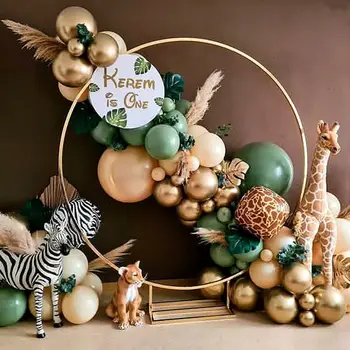 Metalik Avokado Yeşil Balonlar Garland Kemer Lateks Balon Parti Orman Bebek Duş Hayvan Doğum Günü Partisi Dekoru Çocuklar Hayvanat Bahçesi Globos