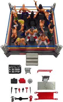 Mini Güreş Figürü Oyun oyuncak seti, Çocuklar Güreş Oyuncak Modelleri, Boks ve Güreşçi Aksiyon Figürleri Playset 1 Yüzük, 12 Şekil