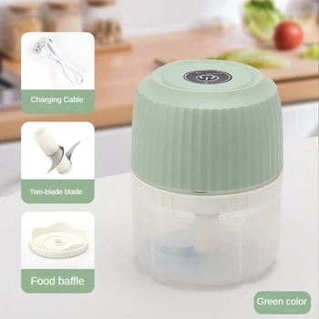 Mini Gıda Işlemci Elektrikli Sarımsak sebze doğrayıcı Biber Et Zencefil Ezici Makinesi-Yeşil