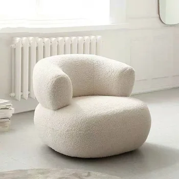 Minimalist Kaşmir Oturma Odası Kanepe Beyaz Tembel Tek Sandalye Eğlence Lüks Modern İskandinav Yatak Odası Tasarımı Divano Mobilya WK