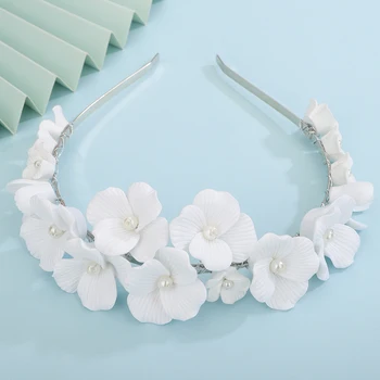 Moda El Yapımı Gelin Çiçek saç aksesuarları Gelin Beyaz Büyük Küçük Çiçek Taç Kız Düğün Tiare Başlıklar Kız Arkadaşı İçin