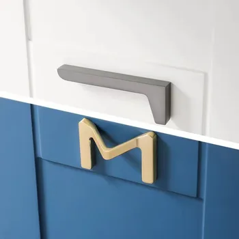 Modern Mektup Şekli Mobilya Kolu Çekmece Topuzu Çinko Alaşımı Görünmez Kolları Mutfak Dolabı kapılı gardırop Kolları Çeker