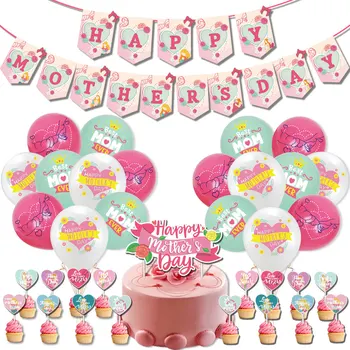 Mutlu anneler Günü Kek Toppers Balonlar Afiş anneler Günü Balon Hediye Cupcake Tatlı Malzemeleri En İyi Anne Hiç Parti Dekor