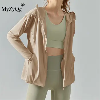 MyZyQg Kadın Ceket Bahar ve Yaz Yeni Serin Anlamda Güneş Koruyucu fermuarlı kapüşonlu kıyafet Gevşek Rahat Spor Önlük Anti-UV Spor Ceket