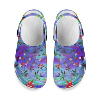 Noisydesigns Sandalet Erkekler & Kadınlar 36-48 Boyutu Yaz Delik Ayakkabı Girdap Akçaağaç Yaprağı Desen Yuvarlak Kafa Takunya EVA Açık Terlik
