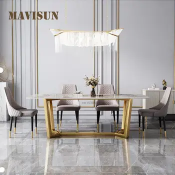 Nordic ışık Lüks Kaya kurulu yemek masası dikdörtgen basit Modern Villa Ev Minimalist yemek masası iç mekan mobilyası