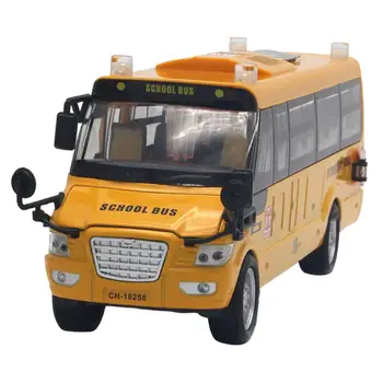 Okul otobüsü modeli oyun evi oyuncaklar ses fonksiyonu ile ışık 5 açık geri çekin oyuncak dekoratif koleksiyon yetişkin kız erkek