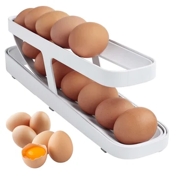 Otomatik Kaydırma yumurta rafı Tutucu saklama kutusu Yumurta Sepeti Konteyner Organizatör Rolldown Buzdolabı Yumurta Dağıtıcı Mutfak İçin