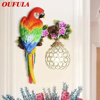 OUFULA Modern papağan duvar lambası LED kapalı yaratıcı gerçekçi reçine aplik ışık ev oturma odası koridor dekor