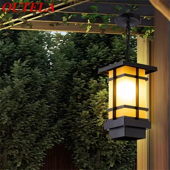 OUTELA klasik kolye ışık açık Retro LED lamba su geçirmez dekorasyon koridor ev için
