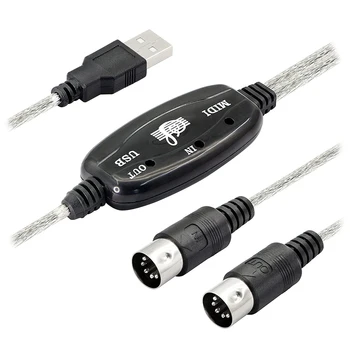 Perakende USB MIDI Kablosu Adaptörü, USB Tip A Erkek MIDI Dın 5 Pin In-Out Kablo Arayüzü İçin LED Göstergesi İle Müzik Klavye