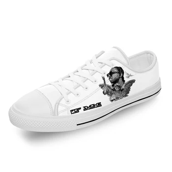 Pop Duman Rap Rapçi Hip Hop Müzik Beyaz Kumaş Moda 3D Baskı Düşük Üst kanvas ayakkabılar Erkekler Kadınlar Hafif Nefes Spor Ayakkabı