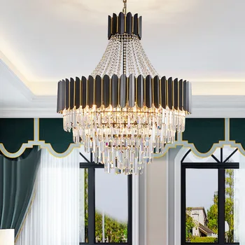 Postmodern LED kristal avize oturma odası otel lobisinde yaratıcı minimalist restoran villa Dubleks Çift Katmanlı kolye ışık