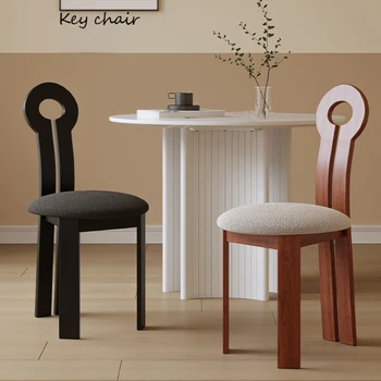 Retro katı ahşap yemek sandalyesi Wabi-sabi Ev Tasarımcı sırtlı sandalye Yaratıcı Soyunma Sandalye Basit Müzakere Sandalye