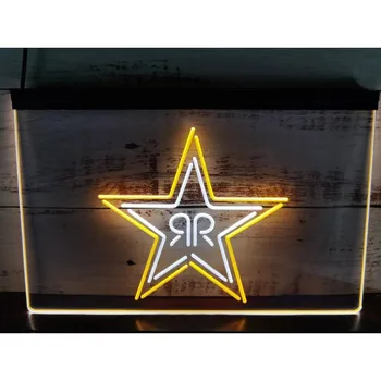 Rockstar Energy-RR Yıldız Logosu Çift Renkli LED Neon Tabela