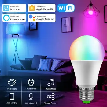 RYRA WiFi E27 Akıllı Kısılabilir Ampul 12W RGBCW Renkli AC 85-265V led ışık Akıllı Yaşam App Kontrolü Akıllı Kısılabilir Parti Dekorasyon