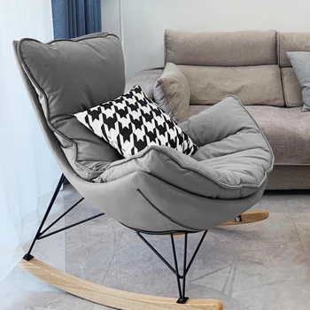 Sallanan sandalye Tasarımcı Relax Şezlong Recliner Ay Yumurta Sandalyeler Suni Deri / Kadife 2 Malzemeler masif demir ahşap mobilya