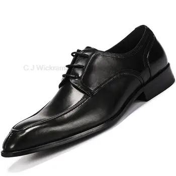 Siyah Kahverengi Derby Brogue Tarzı Damat Tasarımcı Elbise En İyi Ayakkabı Moda Hakiki Deri El Yapımı erkek resmi ayakkabı Erkekler İçin