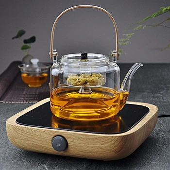 Su ısıtıcısı elektrikli çömlek soba ısıtma filtresi cam buharda demlik çay ocak çiçek çayı Pot düz bambu kaldırma ışın Pot