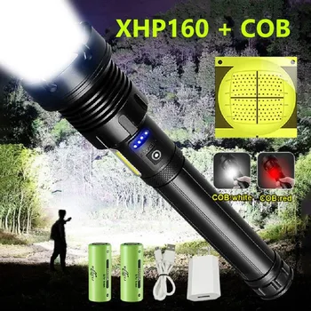 Süper parlak XHP160 güçlü Led el feneri 18650 XHP90 Torch şarj edilebilir USB taktik el feneri yüksek güç flaş ışığı