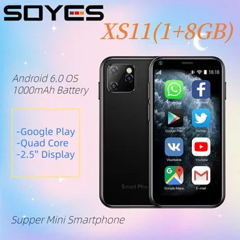 Süper Sevimli Mini Cep Telefonu SOYA XS11 Android 6.0 WCDMA 3G Ağ 2.5 İnç Akıllı Telefon Çift Sım Desteği WIFI Google Dört Çekirdekli