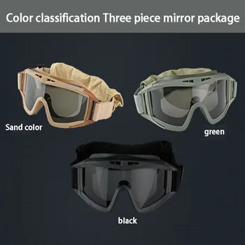 Taktik Gözlük 3 Lens Rüzgar Geçirmez Askeri Ordu Çekim Avcılık Gözlük Gözlük Açık CS Savaş Oyunu Airsoft Paintball Gözlük