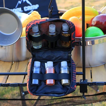 Taşınabilir fondöten Baharat Kavanoz Seyahat Çantası ile Çok Fonksiyonlu çeşni şişesi Seti Dağıtıcı Kamp Barbekü Piknik için