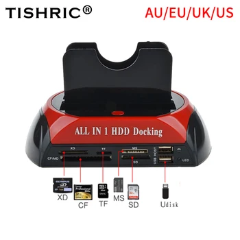 TISHRIC Hepsi 1 Hdd Yerleştirme İstasyonu 2.5 / 3.5 İnç HDD muhafaza USB 2.0 SATA IDE Çift Okuma harici sabit disk İstasyonu