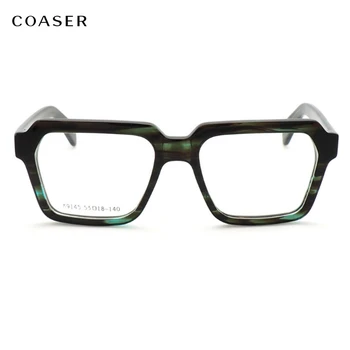 Trend Vintage Asetat Büyük Kare Büyük Erkek Gözlük Çerçevesi Kadın Optik Reçete Gözlük Geniş Stil Tasarımcı Gözlük