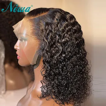 Ucuz Kıvırcık insan saçı Peruk Kısa Peruk Kadınlar İçin Brezilyalı Dantel ön peruk 13x4 Remy Saç Ön Peruk Tutkalsız 150 % Newa Dantel Peruk