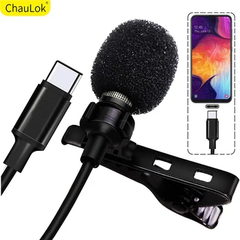 USB Tip-C Yaka Mikrofonu Yaka Clip-on Mikrofon Omni Kondenser Küçük Lav Mikrofon Samsung S23 S22 S21 S20 Not 20 Ultra Android