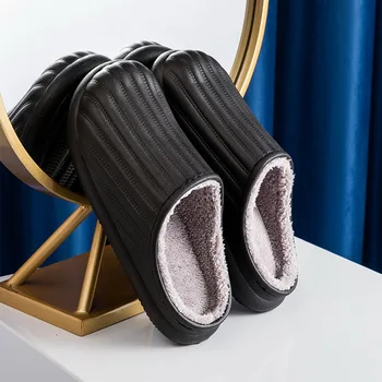 Yeni kışlık terlik Sıcak erkek ayakkabısı Su Geçirmez Kadın Çiftler Kaymaz Peluş Pamuk Kapalı Açık Rahat Ev Sonbahar Kalın Topuk
