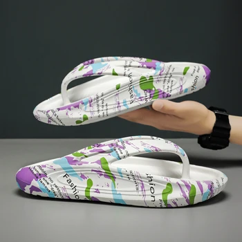 Yeni Moda Sandalet Erkekler Kalın Platform Terlik Yumuşak Taban EVA Kaymaz Ev Kat Slaytlar Adam Yaz Flip Flop plaj ayakkabısı