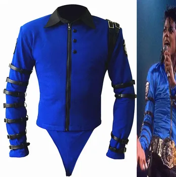 Yeni Nadir MJ Michael Jackson KÖTÜ tur Mavi Bodysuit Sıska Ceket Punk Tarzı Ağır Metal Müzik Ultimate Koleksiyonu