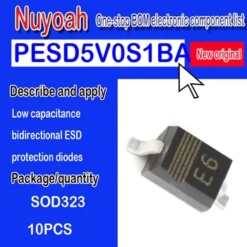 Yeni orijinal nokta PESD5V0S1BA SOD-323 serigrafi E6 5V çift yönlü TVS / ESD SMD koruma diyot 10 adet