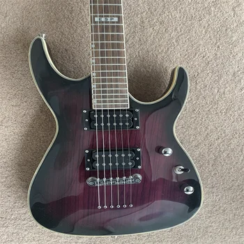 Yüksek kaliteli elektro gitar, siyah mor renk, gümüş donanım, ücretsiz kargo, özelleştirilebilir