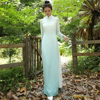 Zarif AO Dai 2022 Haber Yaz Retro Elbise Kadınlar için Vietnam Tarzı Cheongsam Şifon Parti Çin Zarif Kadın Uzun Elbise