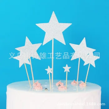 14 Adet/takım Bling Yıldız Mutlu Doğum Günü Pastası Toppers Yıldız Kek Topper Düğün Çocuklar İçin Doğum Günü Partisi Malzemeleri Kek Dekorasyon
