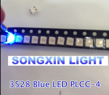 200 ADET 3528 mavi 4 ayaklı mavi süper parlak LED lamba yuvası PLCC-4 1210 3528 SMD LED Mavi 4 Ayak 4-Pin 3.5*2.8*1.9 mm