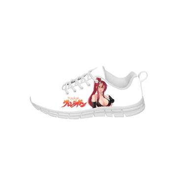 Anime Gurren Lagann Sneakers Erkek Kadın Genç Eğlenceli Moda Rahat Bez Ayakkabı Tuval Koşu Beyaz 3D Baskılı Hafif ayakkabı