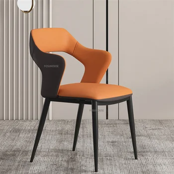 Iskandinav deri yemek sandalyeleri için mutfak mobilyası ev ışık lüks sandalye Minimalist yaratıcı geri yemek masası koltuk CN